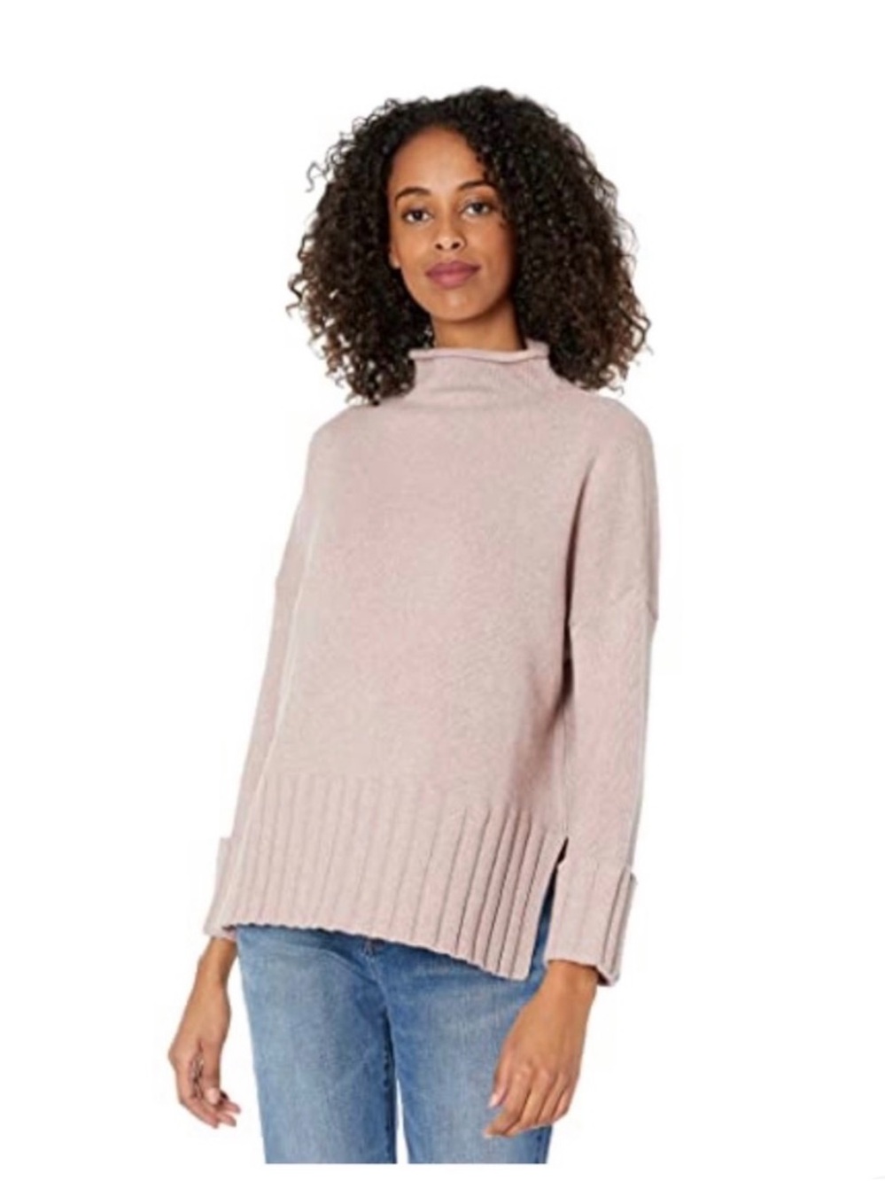 Madewell Dusty Blush Mock Neck Wool Blend Sweater